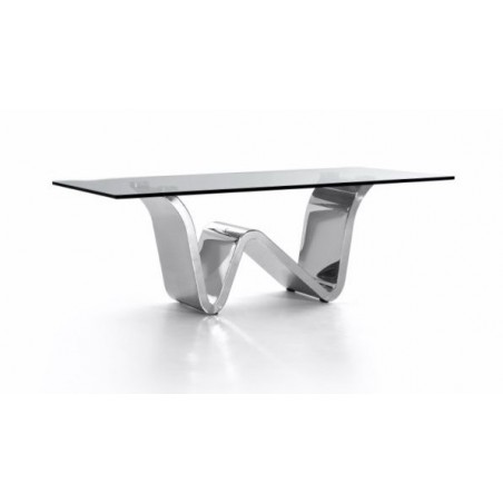 Mesa Centro Moderna Acero Inoxidable Pulido Modelo Moss