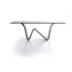 Mesa Centro Moderna Acero Inoxidable Pulido Modelo Moss