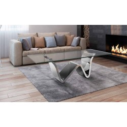 Mesa Centro Moderna Acero Inoxidable Pulido Modelo Moss
