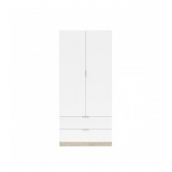Armario 2 Puertas + 2 Cajones Modelo Nordic Color Roble-Blanco