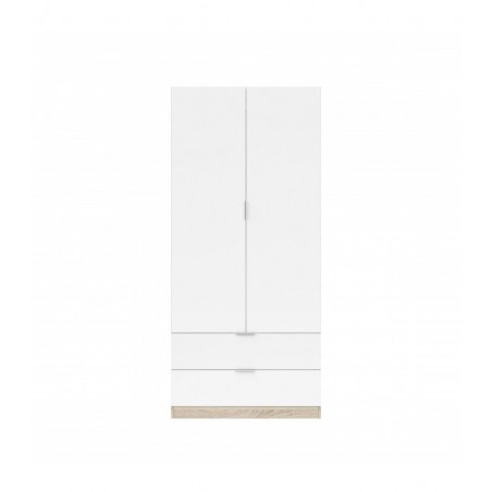 Armario 2 Puertas + 2 Cajones Modelo Nordic Color Roble-Blanco