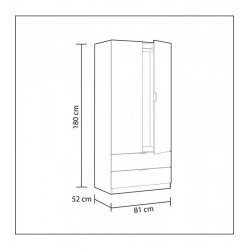 Armario 2 Puertas + 2 Cajones Modelo Nordic Color Roble-Blanco