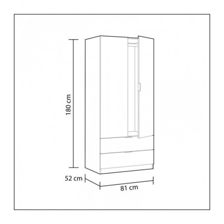 Armario 2 Puertas + 2 Cajones Modelo Nordic Color Roble-Blanco