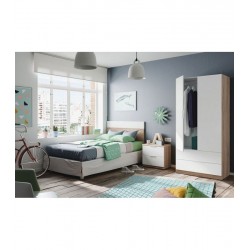 Armario 2 Puertas + 2 Cajones Modelo Nordic Color Roble-Blanco