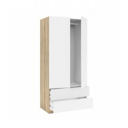 Armario 2 Puertas + 2 Cajones Modelo Nordic Color Roble-Blanco