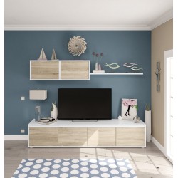 Composición de salón Moderno Modelo Home Color Roble y Blanco