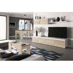 Composición de salón Moderno Modelo Home Color Roble y Blanco