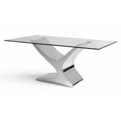 Mesa Comedor Cristal Estructura Cromada Modelo Esparta - Varias Medidas