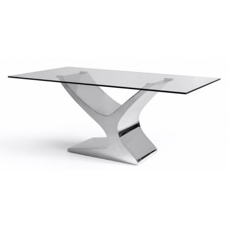 Mesa Comedor Cristal Estructura Cromada Modelo Esparta - Varias Medidas