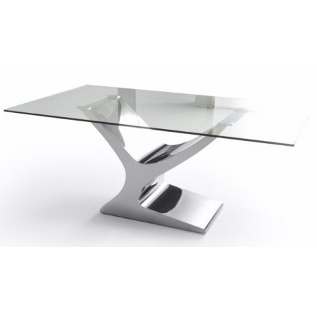 Mesa Comedor Cristal Estructura Cromada Modelo Esparta - Varias Medidas