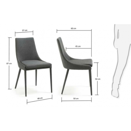 SILLA COMEDOR DANT TELA GRIS OSCURO