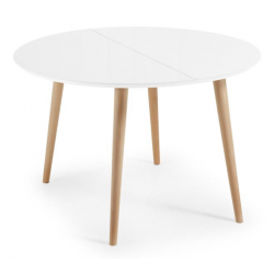 MESA COMEDOR REDONDA OAKLAND EXTENSIBLE 120(200)X120 BLANCO MATE