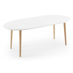 MESA COMEDOR OVALADA OAKLAND EXTENSIBLE 120 Ext. 90X200 BLANCO MATE