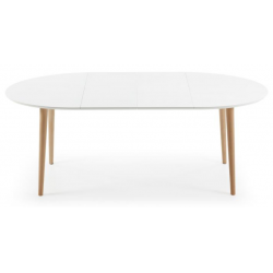 MESA COMEDOR OVALADA OAKLAND EXTENSIBLE 120 Ext. 90X200 BLANCO MATE