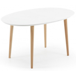 MESA COMEDOR OVALADA OAKLAND EXTENSIBLE 140 Ext. 90X220 BLANCO MATE