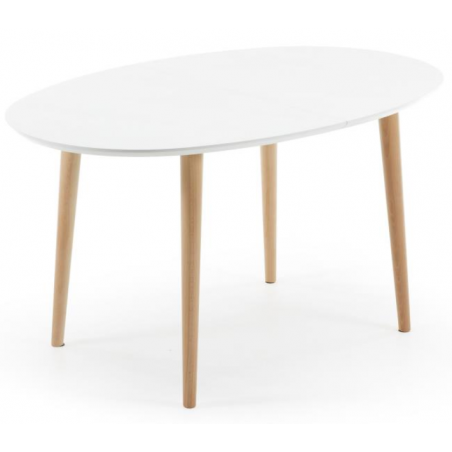 MESA COMEDOR OVALADA OAKLAND EXTENSIBLE 140 Ext. 90X220 BLANCO MATE