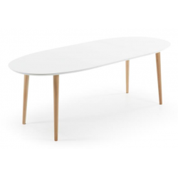 MESA COMEDOR OVALADA OAKLAND EXTENSIBLE 140 Ext. 90X220 BLANCO MATE