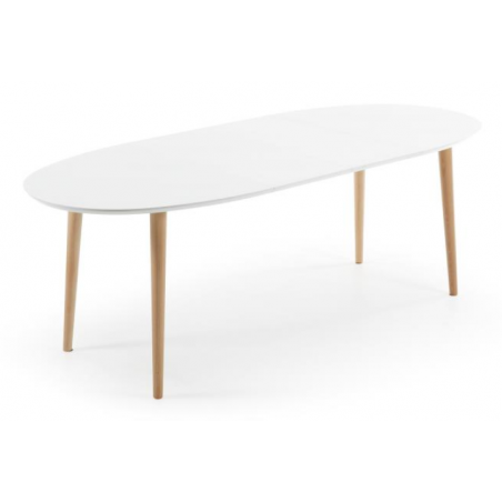 MESA COMEDOR OVALADA OAKLAND EXTENSIBLE 140 Ext. 90X220 BLANCO MATE