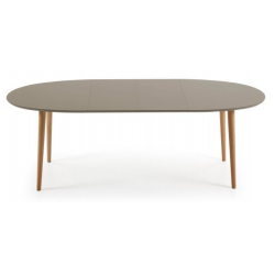 MESA COMEDOR OVALADA OAKLAND EXTENSIBLE 140 Ext. 90X220 MARRÓN MATE
