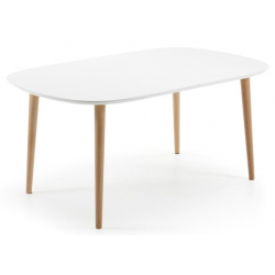 MESA COMEDOR OVALADA OAKLAND EXTENSIBLE 160 Ext. 100X260 BLANCO MATE