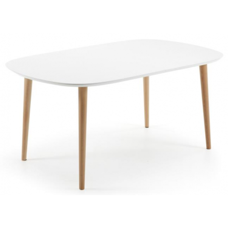 MESA COMEDOR OVALADA OAKLAND EXTENSIBLE 160 Ext. 100X260 BLANCO MATE