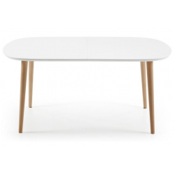 MESA COMEDOR OVALADA OAKLAND EXTENSIBLE 160 Ext. 100X260 BLANCO MATE