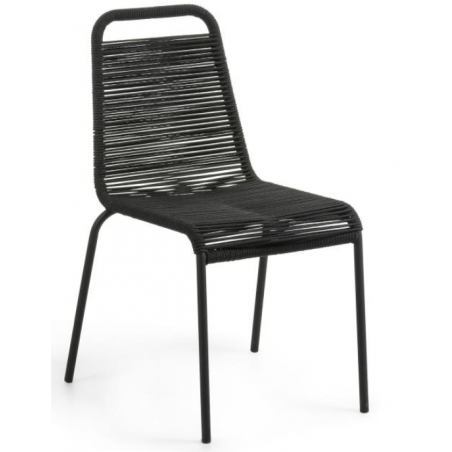 SILLA COMEDOR GLENVILLE METAL CUERDA NEGRA APILABLE