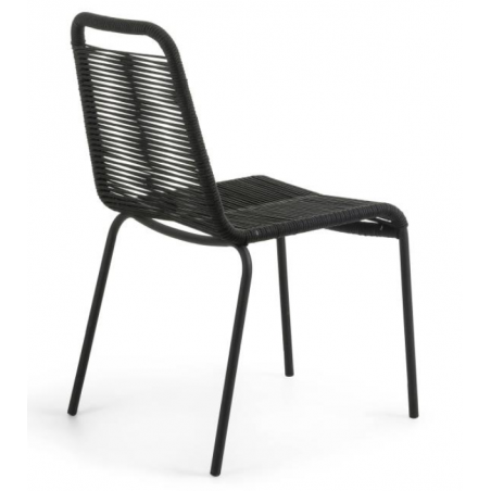 SILLA COMEDOR GLENVILLE METAL CUERDA NEGRA APILABLE
