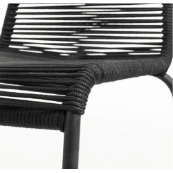 SILLA COMEDOR GLENVILLE METAL CUERDA NEGRA APILABLE