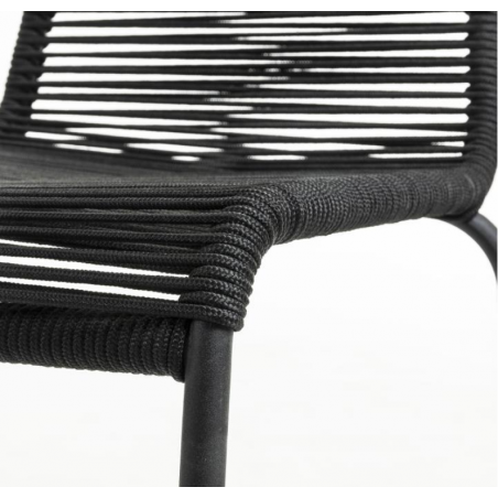 SILLA COMEDOR GLENVILLE METAL CUERDA NEGRA APILABLE