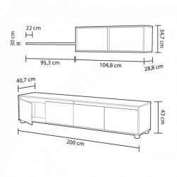 MUEBLE SALÓN TV CEMENTO-BLANCO BRILLO
