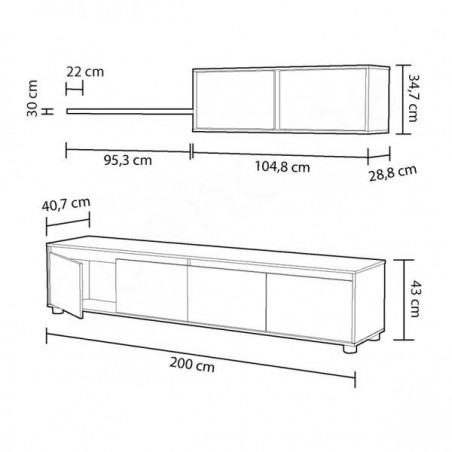 MUEBLE SALÓN TV CEMENTO-BLANCO BRILLO