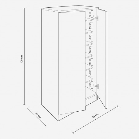 ZAPATERO ARMARIO 2 PUERTAS ROBLE CANADIAN