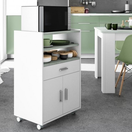 BASIC Mueble microondas 1c+2p Blanco Artik-Cemento