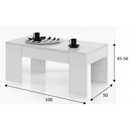 Mesa de Centro Elevable Flow BLANCO BRILLO