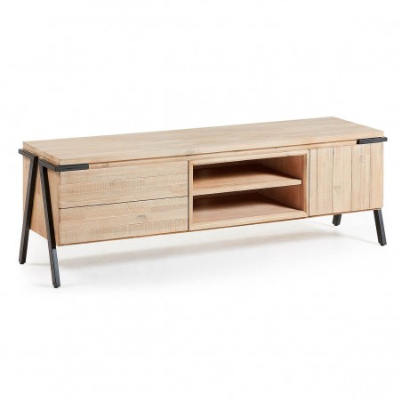 MUEBLE TV 1 PUERTA 2 CAJONES MODELO DISSET MADERA DE ACACIA 165X53