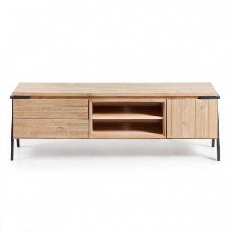 MUEBLE TV 1 PUERTA 2 CAJONES MODELO DISSET MADERA DE ACACIA 165X53