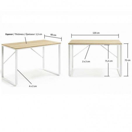 ESCRITORIO LISBET METAL-DM BLANCO 120X60