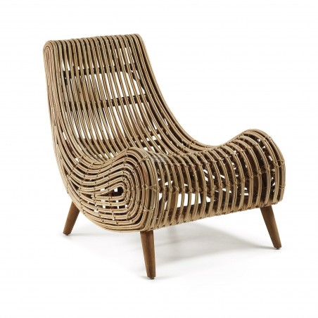 SILLÓN EXTEERIOR MODELO AKIT MADERA NATURAL-RATÁN