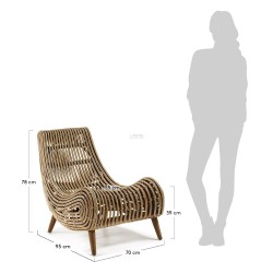 SILLÓN EXTEERIOR MODELO AKIT MADERA NATURAL-RATÁN