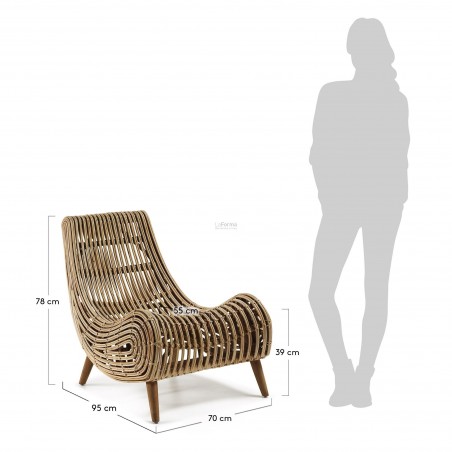SILLÓN EXTEERIOR MODELO AKIT MADERA NATURAL-RATÁN