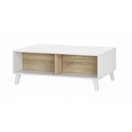 Mesa Centro Elevable Blanco Brillo - Roble Stylus Plus
