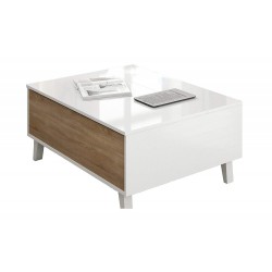 Mesa Centro Elevable Blanco Brillo - Roble Stylus Plus
