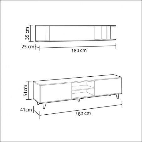 Mueble Salón Blanco - Roble Stylus Plus - Colección Nórdica