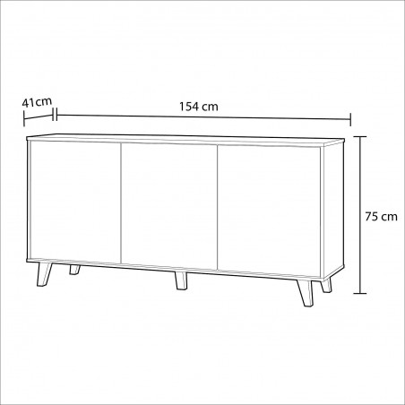 Aparador Buffet 3 Puertas Blanco Brillo -  Roble Stylus Plus