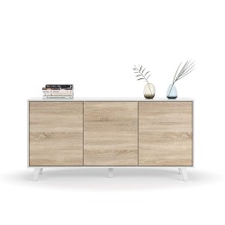 Aparador Buffet 3 Puertas Blanco Brillo -  Roble Stylus Plus