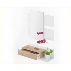 RECIBIDOR + ESPEJO TEKKAN ROBLE-BLANCO ARTIK