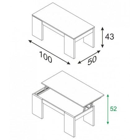 Mesa de Centro Elevable Roble Canadian