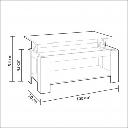 Mesa Centro Elevable Flow Bandeja abierta