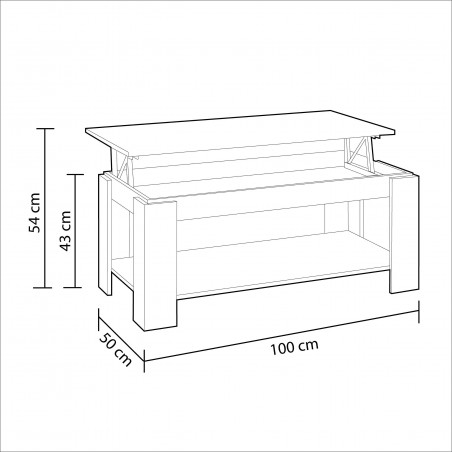 Mesa Centro Elevable Flow Bandeja abierta